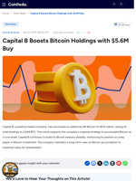 Capital B Boosts Bitcoin Holdings with $5.6M Buy