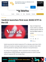 VanEck launches first ever AVAX ETF in the US