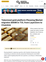 Tokenized gold platform Pleasing Market drops LayerZero for Chainlink