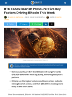 Bitcoin Faces Bearish Pressure: Five Key Factors This Week