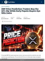 XRP Price Prediction: Traders Buy the 22% Dip While Early Pepeto Buyers Eye 100x Gains - TechBullion