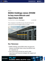 MARA Holdings raises $950M to buy more Bitcoin and repurchase debt