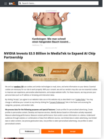 NVIDIA Invests $3.5 Billion in MediaTek to Expand AI Chip Partnership
