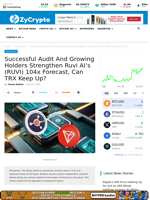 Successful Audit And Growing Holders Strengthen Ruvi AI's (RUVI) 104x Forecast, Can TRX Keep Up?