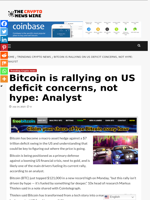 Bitcoin is rallying on US deficit concerns, not hype: Analyst - The Crypto News Wire