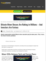 Bitcoin Miner Bosses Are Raking in Millions - And Investors Are Furious