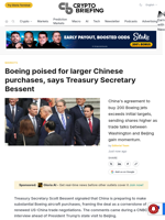 Boeing poised for larger Chinese purchases, says Treasury Secretary Bessent