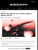 SIREN Token Crashes 75% as Whale Triggers a Massive Sell-Off