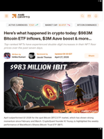 Here's what happened in crypto today: $983M Bitcoin ETF inflows, $3M Aave boost & more... - AMBCrypto
