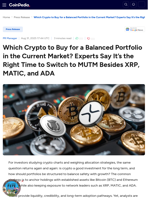 Which Crypto to Buy for a Balanced Portfolio in the Current Market? Experts Say It’s the Right Time to Switch to MUTM Besides XRP, MATIC, and ADA