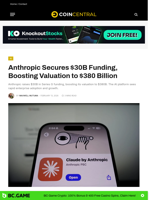 Anthropic Secures $30B Funding, Boosting Valuation to $380 Billion - CoinCentral