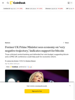 Liz Truss warns UK faces decline, backs bitcoin and starts CPAC UK 