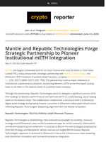 Mantle and Republic Technologies Forge Strategic Partnership to Pioneer Institutional mETH Integration