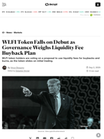 WLFI Token Falls on Debut as Governance Weighs Liquidity Fee Buyback Plan - Decrypt