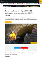 Stablecoin Supply Boost Comes Despite Crypto Market Drawdown