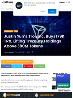 Tron Inc. Boosts Treasury, TRX Holdings Top 680M