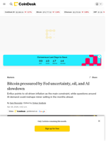 Bitcoin (BTC) news: Prices pressured by Fed uncertainty, oil, and AI slowdown