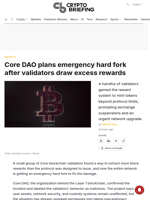 Core DAO plans emergency hard fork after validators draw excess rewards