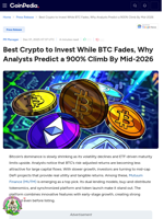 Best Crypto to Invest While BTC Fades, Why Analysts Predict a 900% Climb By Mid-2026