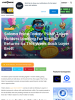Solana Price Today: PUMP Token Holders Looking For Similar Returns As This Week Back Layer Brett | Live Bitcoin News