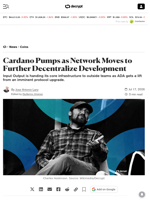 Cardano Pumps as Network Moves to Further Decentralize Development - Decrypt