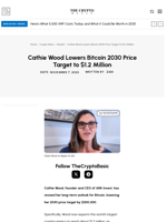 Cathie Wood Lowers Bitcoin 2030 Price Target to $1.2 Million