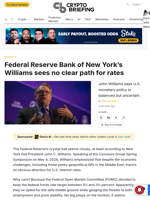 Federal Reserve Bank of New York's Williams sees no clear path for rates