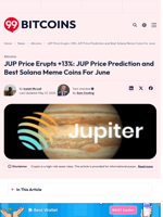 JUP Price Erupts +13%: JUP Price and Best Solana Meme Coins
