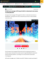 Fund Manager APS Buys $3.4M in Tokenized Real Estate via MetaWealth