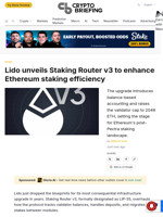 Lido unveils Staking Router v3 to enhance Ethereum staking efficiency