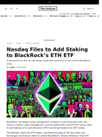 Nasdaq Files to Add Staking to BlackRock’s ETH ETF - 