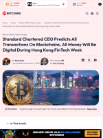 Standard Chartered CEO Predicts All Transactions On Blockchains, All Money Will Be Digital During Hong Kong FinTech Week - 99Bitcoins