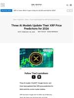 Three AI Models Update Their XRP Price Predictions for 2026