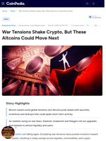War Tensions Shake Crypto, But These Altcoins Could Move Next