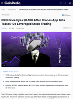 CRO Price Eyes $0.100 After Cronos App Beta Teases 10x Leveraged Stock Trading
