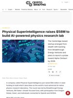 Physical Superintelligence raises $58M to build AI-powered physics research lab