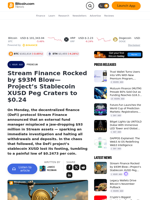 Stream Finance Rocked by $93M Blow—Project’s Stablecoin XUSD Peg Craters to $0.24 – Premium Bitcoin News