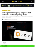 JPMorgan and Citigroup Upgrade Riot Platforms on AI Computing Pivot - CoinCentral