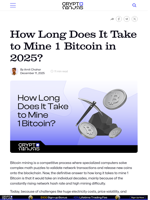 How Long Does It Take to Mine 1 Bitcoin in 2025? – CryptoNinjas