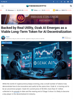 Backed by Real Utility, Ozak AI Emerges as a Viable Long-Term Token for AI Decentralization