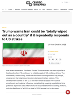 Trump warns Iran could be 'totally wiped out as a country' if it repeatedly responds to US strikes