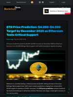 ETH Price Prediction: $4,200-$4,500 Target by December 2025 as Ethereum Tests Critical Support - Blockchain.News