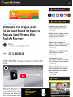 Billionaire Tim Draper Leads $3.2M Seed Round for Ryder to Replace Seed Phrases With TapSafe Recovery