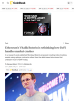 Ethereum's Vitalik Buterin is rethinking how DeFi handles market crashes