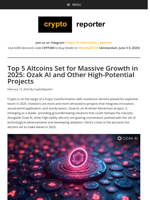 Top 5 Altcoins Set for Massive Growth in 2025: Ozak AI and Other High-Potential Projects