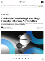 Coinbase Is Considering Launching a Token for Ethereum Network Base - Decrypt