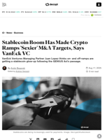 Stablecoin Boom Has Made Crypto Ramps 'Sexier' M&A Targets, Says VanEck VC - Decrypt