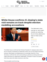 White House confirms Xi Jinping's state visit remains on track despite election meddling accusations