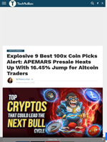 Explosive 9 Best 100x Coin Picks Alert: APEMARS Presale Heats Up With 16.45% Jump for Altcoin Traders - TechBullion
