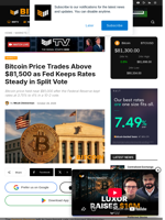 Bitcoin Price Trades Above $81,500 As Fed Keeps Rates Steady